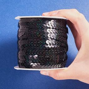 img 2 attached to 🎃 PH PandaHall Flat Spangle Paillette Sequin Trim, 100 Yards - 6mm Wide Flat Sequin Strip Spool String for Halloween Mermaid Dress, Embellish Headband, Costume - Black