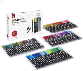 img 4 attached to 🎨 KINGART Art Markers Set of 96 Unique Colors Dual Tip Brush Pens – Vibrant Assorted 96 Piece Collection