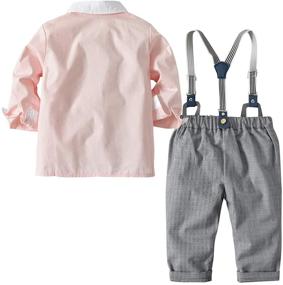 img 3 attached to 👔 Boys Toddler Suit Set with Long Sleeve Shirt, Bow Tie, and Suspender Pants