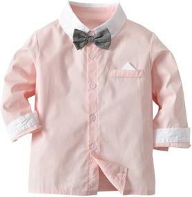 img 2 attached to 👔 Boys Toddler Suit Set with Long Sleeve Shirt, Bow Tie, and Suspender Pants