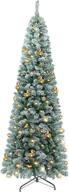 🌲 obaba 6 ft snow flocked pencil christmas tree - pre-lit with 200 clear lights logo