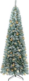 img 4 attached to 🌲 OBABA 6 FT Snow Flocked Pencil Christmas Tree - Pre-Lit with 200 Clear Lights