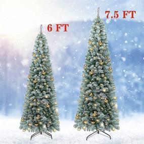 img 2 attached to 🌲 OBABA 6 FT Snow Flocked Pencil Christmas Tree - Pre-Lit with 200 Clear Lights