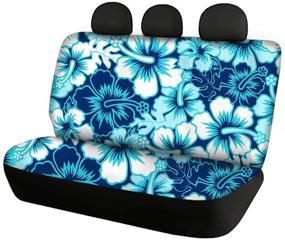 img 3 attached to 🌺 Hawaiian Aqua Hibiscus Floral Car Seat Covers: Front & Rear Set, 4 Pcs, Durable Fabric Protector for Women