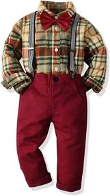 img 3 attached to 🎄 Christmas Outfits for Toddlers with Suspender Boys' Clothing Sets