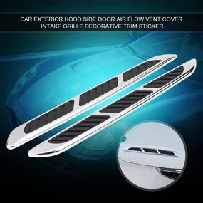 img 4 attached to 🚗 Qiilu 2pcs Universal Air Flow Intake Hood Vent Chrome Grille Side Scoop Cover - Car Exterior Door Decorative Cover Trim Sticker