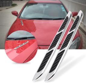 img 3 attached to 🚗 Qiilu 2pcs Universal Air Flow Intake Hood Vent Chrome Grille Side Scoop Cover - Car Exterior Door Decorative Cover Trim Sticker