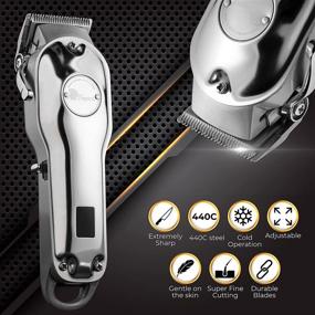 img 3 attached to 💈 Premium Men's Hair Clippers - Ultra-Fine Cutting, Long-Lasting Battery, Cordless & Corded Barber Clippers, Professional Motor with Minimal Noise, Superior 440C Self-Sharpening Blades & Digital Indicator