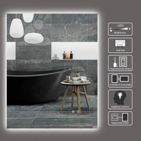 img 2 attached to 🪞 36 x 28 Inch LED Backlit Mirror Bathroom with Light, Anti-Fog, Dimmable, Lighted Mirror - Wall Mounted Vanity Mirror (Horizontal/Vertical)