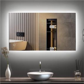 img 4 attached to 🪞 36 x 28 Inch LED Backlit Mirror Bathroom with Light, Anti-Fog, Dimmable, Lighted Mirror - Wall Mounted Vanity Mirror (Horizontal/Vertical)