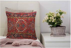 img 1 attached to 🧺 WONDERTIFY Throw Pillow Cover - Antique Oriental Turkish Carpet Print - Red Soft Linen Case for Decorative Bedroom/Livingroom/Sofa/Farm House - Cushion Covers 18x18 Inch (45x45 cm)