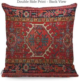 img 3 attached to 🧺 WONDERTIFY Throw Pillow Cover - Antique Oriental Turkish Carpet Print - Red Soft Linen Case for Decorative Bedroom/Livingroom/Sofa/Farm House - Cushion Covers 18x18 Inch (45x45 cm)