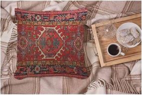 img 2 attached to 🧺 WONDERTIFY Throw Pillow Cover - Antique Oriental Turkish Carpet Print - Red Soft Linen Case for Decorative Bedroom/Livingroom/Sofa/Farm House - Cushion Covers 18x18 Inch (45x45 cm)