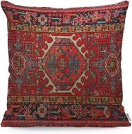 🧺 wondertify throw pillow cover - antique oriental turkish carpet print - red soft linen case for decorative bedroom/livingroom/sofa/farm house - cushion covers 18x18 inch (45x45 cm) логотип