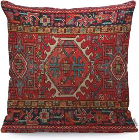 img 4 attached to 🧺 WONDERTIFY Throw Pillow Cover - Antique Oriental Turkish Carpet Print - Red Soft Linen Case for Decorative Bedroom/Livingroom/Sofa/Farm House - Cushion Covers 18x18 Inch (45x45 cm)