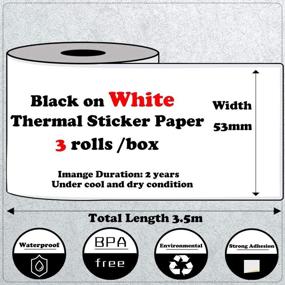 img 3 attached to 🏷️ Phomemo Printer Paper Self-Adhesive Thermal Labels - 3 Rolls for M02/M02 Pro/M03/M02S Pocket Bluetooth Thermal Printer - 50mm x 3.5m