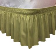 🛏️ elastic ruffle bed skirt easy wrap around king/queen size, sage green - includes bed skirt pins - ct discount store logo