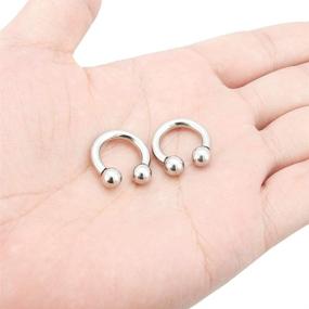 img 1 attached to 🔗 Ftovosyo 2Pcs PA Ring Horseshoe Circular Barbell: Surgical Steel Internally Threaded Pierced Body Jewelry for Women, Available Sizes 00G-8G, Lengths 12mm-19mm