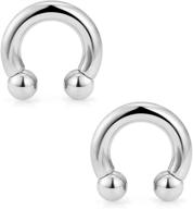 🔗 ftovosyo 2pcs pa ring horseshoe circular barbell: surgical steel internally threaded pierced body jewelry for women, available sizes 00g-8g, lengths 12mm-19mm logo