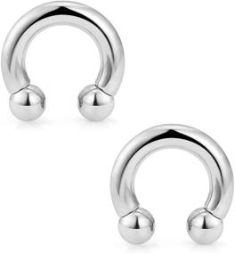 img 3 attached to 🔗 Ftovosyo 2Pcs PA Ring Horseshoe Circular Barbell: Surgical Steel Internally Threaded Pierced Body Jewelry for Women, Available Sizes 00G-8G, Lengths 12mm-19mm