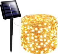 super durable solar outdoor lights: 72ft 200 led string lights for garden, patio, tree party wedding - waterproof copper wire, 8 modes, warm white логотип