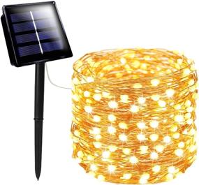 img 4 attached to Super Durable Solar Outdoor Lights: 72FT 200 LED String Lights for Garden, Patio, Tree Party Wedding - Waterproof Copper Wire, 8 Modes, Warm White