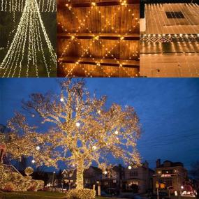 img 3 attached to Super Durable Solar Outdoor Lights: 72FT 200 LED String Lights for Garden, Patio, Tree Party Wedding - Waterproof Copper Wire, 8 Modes, Warm White