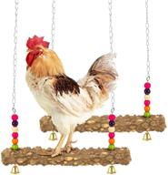 🐔 mewtogo 2 pack colorful wooden chicken swing toys - handmade chicken coop accessories for chicken, hens, medium & large bird, parrot training - vibrant stand perch toy for optimal bird swing experience logo