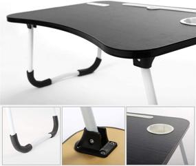 img 1 attached to 🐬 Convenient Foldable Bed Table for Lap - DolphinH+: Multifunctional Laptop Desk Tray with Tablet Groove, USB Ports, and Cup Holder, Ideal for Home/Dorm Work and Study, Portable and Sleek Design in Black