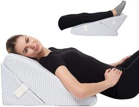 img 4 attached to 🌬️ Stay Cool and Comfortable with the Cooling Bed Wedge Pillow - Adjustable 9&12 Inch Folding Memory Foam Incline Cushion System for Legs and Back Support - Cooling Fabric with Gel Cooling Technology - Machine Washable