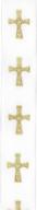 🎀 offray single face satin ribbon with gold cross craft design - 7/8-inch x 9-feet - white & gold logo