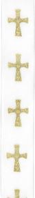 img 1 attached to 🎀 Offray Single Face Satin Ribbon with Gold Cross Craft Design - 7/8-Inch x 9-Feet - White & Gold