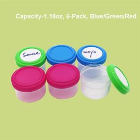 img 2 attached to 🥗 Ksooly 1.18 Oz. Salad Dressing Containers with Sticker Label, 6 Pack Small Sauce Condiment Cups for Meal Prep, Reusable & BPA Free Plastic