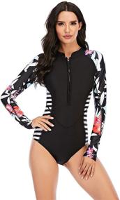 img 2 attached to Yateen Womens Sleeve Swimsuit Zipper Women's Clothing