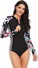 img 3 attached to Yateen Womens Sleeve Swimsuit Zipper Women's Clothing