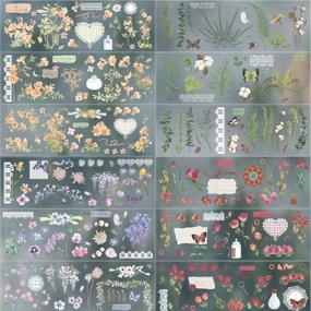 img 3 attached to RisyPisy Flower Plant Sticker Set - 12 Sheets, PET Decorative Stickers Collection for Scrapbooking, DIY Crafts, Journaling - Children, Teenagers, Adults