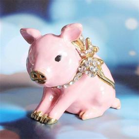 img 1 attached to 🐖 Waltz&F Handcrafted Pewter Trinket Box: Sparkling Jeweled Pig Jewelry Box