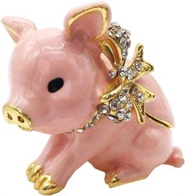 img 4 attached to 🐖 Waltz&F Handcrafted Pewter Trinket Box: Sparkling Jeweled Pig Jewelry Box