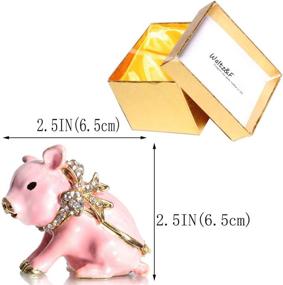 img 3 attached to 🐖 Waltz&F Handcrafted Pewter Trinket Box: Sparkling Jeweled Pig Jewelry Box