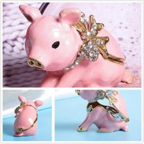 img 2 attached to 🐖 Waltz&F Handcrafted Pewter Trinket Box: Sparkling Jeweled Pig Jewelry Box