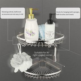 img 3 attached to SUS304 Stainless Steel Shower Caddy: No-Drill Adhesive Bathroom Shelf with Hooks for Organized Kitchen, Toilet, and Dorm Storage