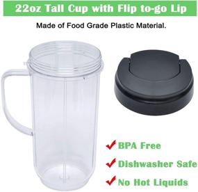 img 2 attached to 🥤 22oz Blender Cups Replacement for Magic Bullet - Tall Cup with Flip Top To-Go Lid - Compatible with 250w Blender