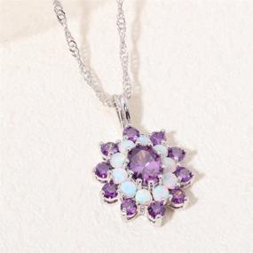 img 2 attached to 💎 CiNily 14K White Gold Plated Opal Pendant Necklace - Floral/Oval Shaped Necklace with Gemstones for Women and Girls, Ideal Jewelry Gift