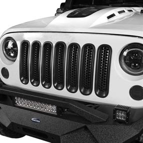 img 1 attached to Плитки Hooke Road матово-черные вставки в решетку для Jeep Wrangler JK - Стильная защита для моделей Wrangler 2007-2015