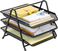 🗄️ finnhomy 3-tier desk organizer: efficient file and paper management solution for home and office in sleek black mesh design логотип