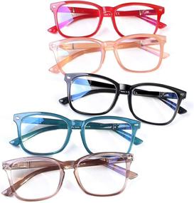 img 4 attached to 👓 5-Pack Blue Light Blocking Fashion Square Computer Reading Glasses for Women and Men - Comfortable Reading, Gaming, and TV Glasses