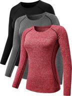 neleus women's long sleeve compression 👚 shirts 3-pack for yoga, athletics, and running logo