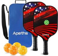 🏓 apeths fiberglass pickleball paddle set with cushion comfort grip - includes 2 pickleball paddles, 4 balls, and 1 pickleball bag логотип