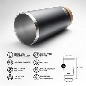 img 2 attached to FGA Insulated Tumbler 16oz: Vacuum-Sealed Thermal Coffee Travel Mug with Slide Clear Lid - Ideal for Home, Office, Ice Drinks, and Hot Beverages - Black