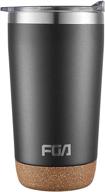 fga insulated tumbler 16oz: vacuum-sealed thermal coffee travel mug with slide clear lid - ideal for home, office, ice drinks, and hot beverages - black logo